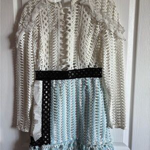 Self-Portrait Ivory and Black Lace Dress